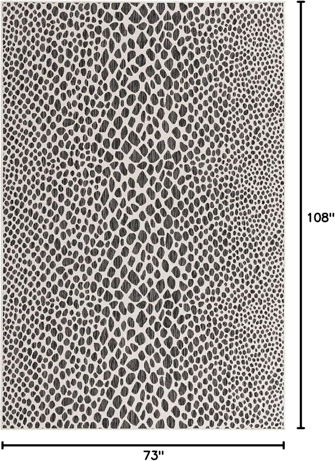 Unique Loom Outdoor Collection Area Rug - Cape Town (6' 1' x 9' Rectangle, Black/ Ivory)