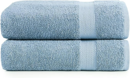 LANE LINEN 100% Ring Spun Cotton Bath Sheets (35''x66) - 2 PCs - Pre Shrunk, Fast Drying, Thick & Absorbent Extra Large Bathroom Towel Sets - Perfect for Everyday Use Blue Bath Towels - Cerulean Blue