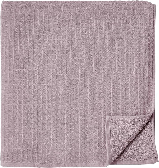 UCHINO Waffle Twist Cotton Weave Bath Towel for Bathroom Lightweight Absorbent Quick Dry Honeycomb Texture Solid Terry Loop Reverse 30" x 60", 1 Bath Towel, Orchid Purple