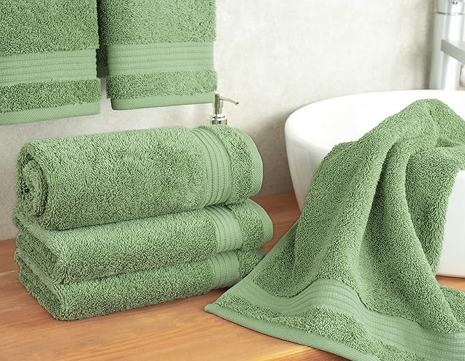 Cotton Paradise Hand Towels for Bathroom, 100% Cotton Turkish 4 Piece Hand Towel Set, Soft Absorbent Face Towels, Sage Green Hand Towels