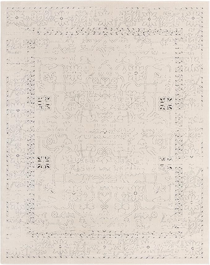 Unique Loom Isabella Collection Area Rug - Adjani (7' 10" x 10' Rectangle, White/ Blue)