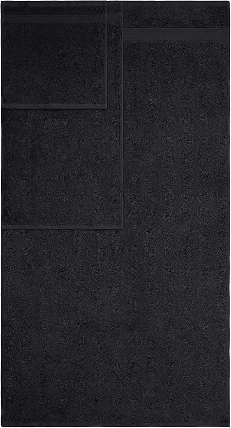 American Veteran Towel, 6 Piece Towel Set for Bathroom, 100% Cotton Turkish Bathroom Towels, 2 Bath Towels 2 Hand Towels 2 Washcloths, Black