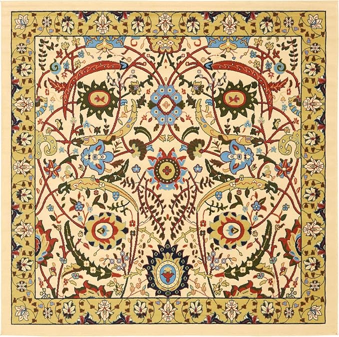 Unique Loom Espahan Collection Area Rug - Cape Cod (8'Square, Cream/ Black)