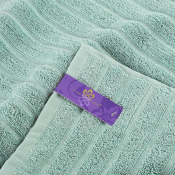 Classic Turkish Towels CTT Luxury 6 Piece Towel Set, 100% Turkish Cotton, Quick Drying, Highly Absorbent & Comfy, Includes 2 Bath Towels, 2 Hand Towels & 2 Washcloths | (Spa Green)