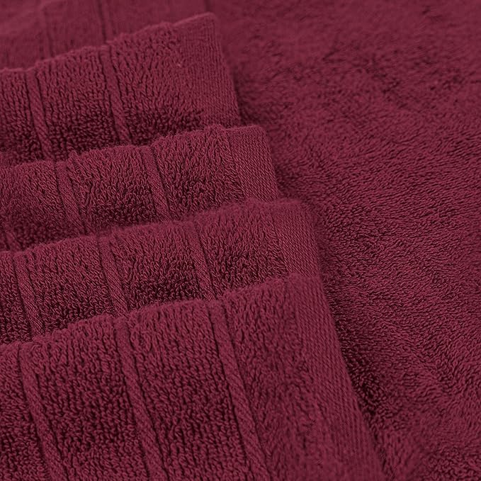 Tens Towels Pack of 4 Extra Large Bath Towels 30 x 60 Inches, 100% Cotton, Larger & Lighter Weight, Quicker to Dry, Super Soft and Absorbent, Perfect for Bathroom, Burgundy