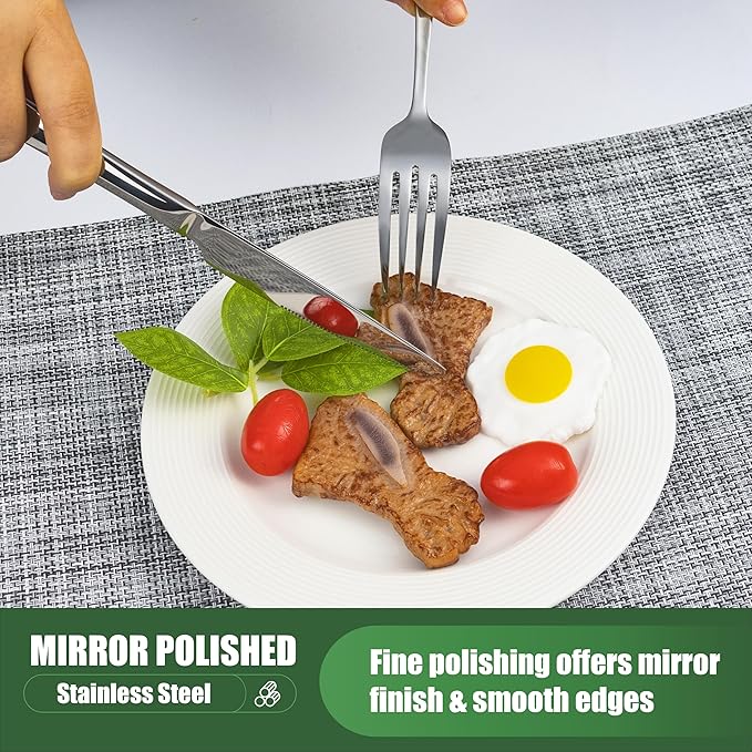 20 Piece Silverware Set for 4, Stainless Steel Cutlery Set Food Grade Flatware Set Include Knife Fork Spoon Mirror Polished Dishwasher Safe