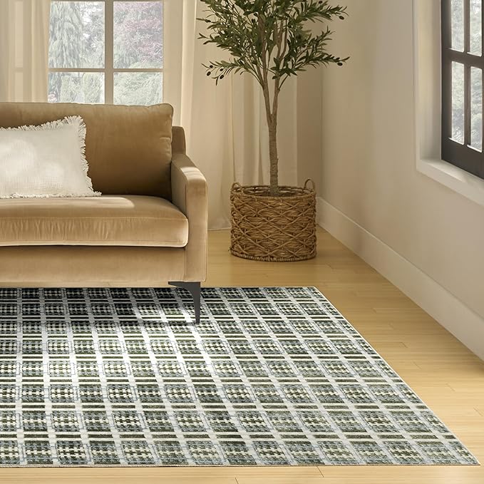 Nourison Home Nordic Blue Green 8' x 10' Area Rug - Easy Clean, Non Shedding, Bed Room, Living Room, Dining Room, Kitchen (8' x 10')