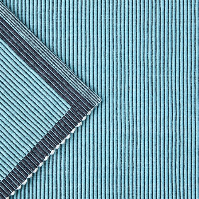 Kate Spade New York Garden Party Reversible 100% Cotton Table Runners Single Set, Woven Ribbed Design, Blue/Navy Blue, 14"x72"