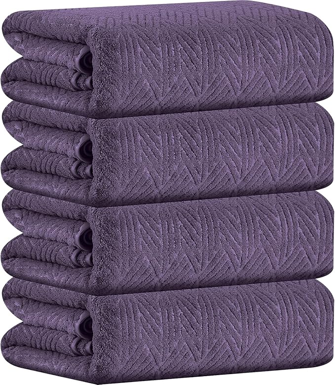 Large Bath Towels 35x70 Inch Extra Large Bathroom Towels Bath Sheets Towels for Adults, Quick Dry Towel Super Soft Absorbent Oversized Towels Microfiber Shower Towels For Spa Gym(4 Pcs Dark Purple)