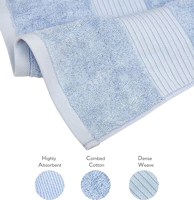 Luxury Oversized Bath Towels | Hotel Quality | Soft & Highly Absorbent |Quick Dry | 650 GSM Bath Sheets| Combed Cotton | Thick & FluffyBathroom Towels | Sky Blue - 4 Pack
