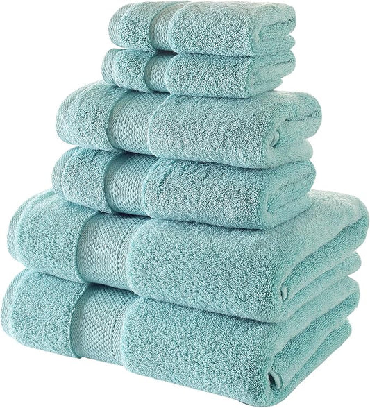 BAGNO MILANO Turkish Towels, Ultra Soft, Plush Luxury Turkih Cotton Bath Towels, Quick Dry Towel Set Made in Turkey (Mint Green, 6 Pcs Towel Set)