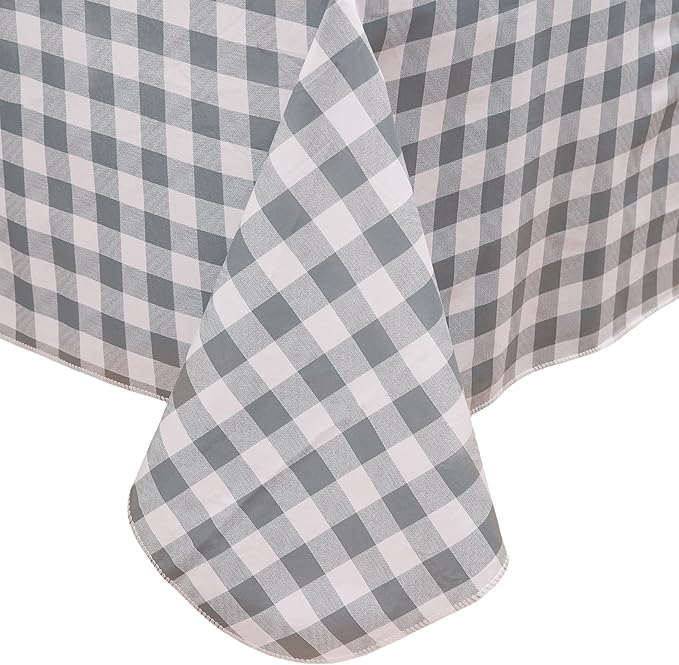 Heavy Duty Vinyl Tablecloth with Flannel Backing Waterproof Oil-Proof Plastic Table Cloth Stain-Resistant Wipeable Rectangle or Square Table Cover for Indoor and Outdoor (Grey Checkered, 54x54 Inch)