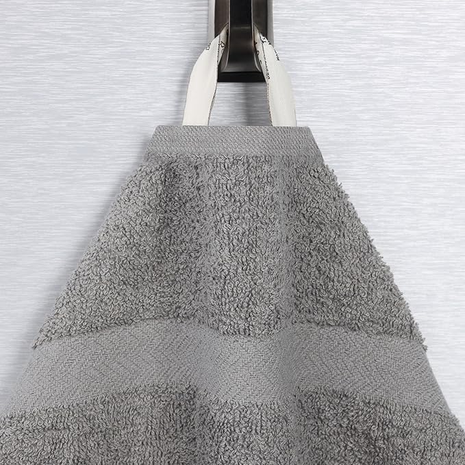 Superior 24-Piece Cotton Face Towel/Washcloth Set, Small Towels for Facial, Spa, Resort, Quick Wash, Gym, Resort, Bathroom Essentials, Master/Guest Bath Decor, Soft, Franklin Collection, Charcoal