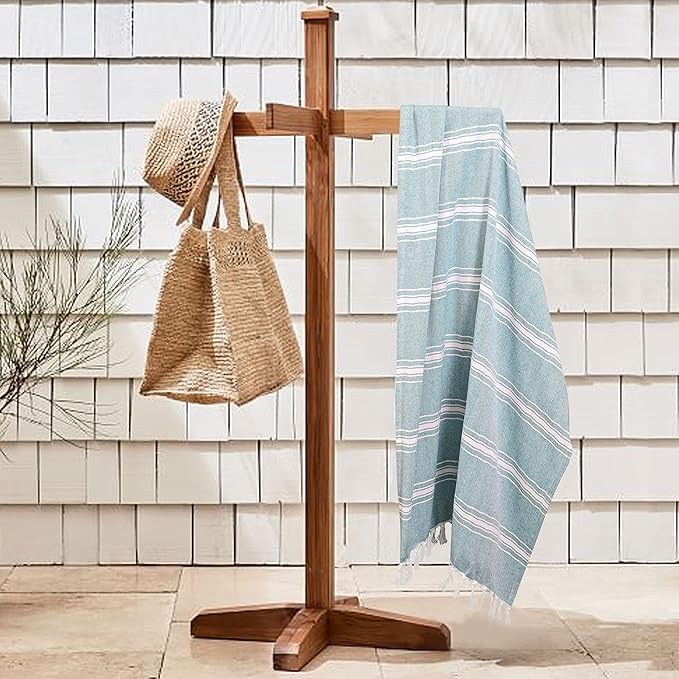 Belizzi Home Turkish Beach Towel -Large Beach Towels Oversized 4 Pack - Soft Durable Compact Lightweight Quick Dry Sand Free Bath Pool Towel Set for Beach Gifts Clearance Vacation Travel - Aqua Blue