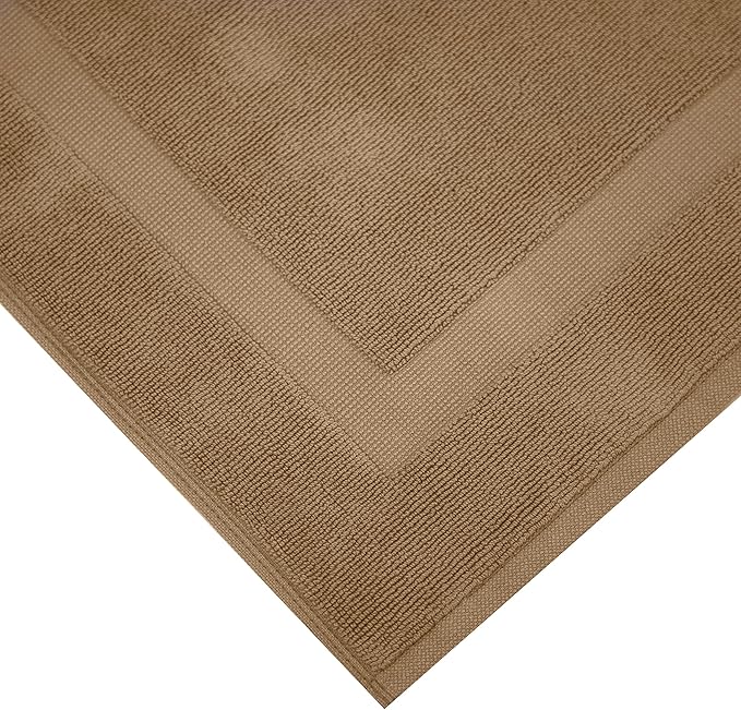 Bumble Towels Bliss Luxury 2 Pack Banded Bath Mats - 22" x 34" - Premium Quality Bath Mat Set - 1000 GSM - Soft Combed Cotton, Absorbent (Mocha)