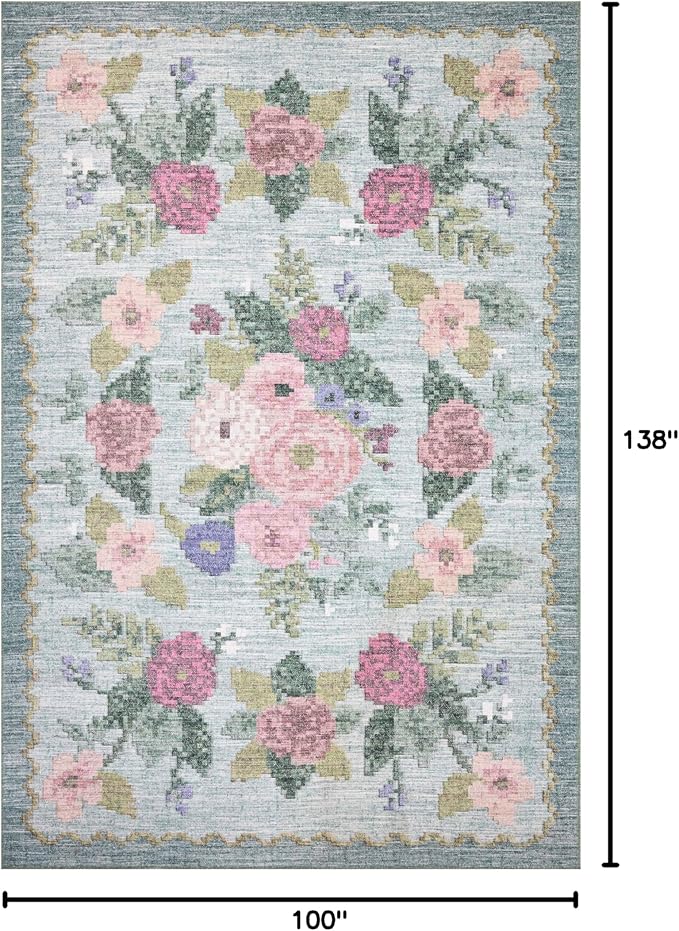 Loloi Rifle Paper Co. Rosa Collection RSA-02 Sky 8'-4" x 11'-6" Area Rug