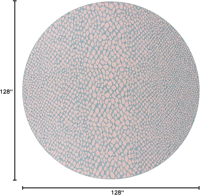 Unique Loom Jill Zarin Jill Zarin Outdoor Collection Area Rug - Cape Town (10' 8" Round, Pink and Aqua/Light Blue)