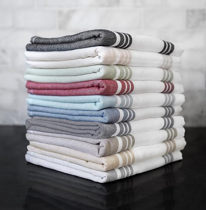 All-Clad Dual-Purpose Kitchen Towels: Highly Absorbent - 100% Cotton, 17"x30" Dish Towels for Cleaning & Drying Dishes & Glassware, 3-Pack, Titanium