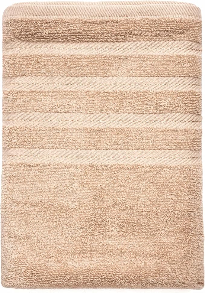 Hearth & Harbor Bath Towels for Bathroom - 100% Ring Spun Cotton Luxury Bathroom Towels - Soft & Highly Absorbent Bath Towels Set, 6 Piece Set, Beige