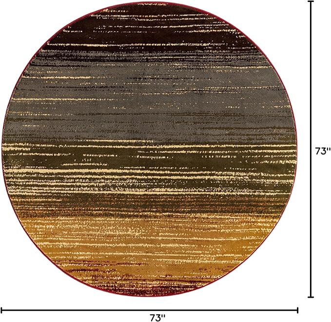 Unique Loom Barista Collection Area Rug - Mundo Nova (6' 1" Round, Beige/Blue)