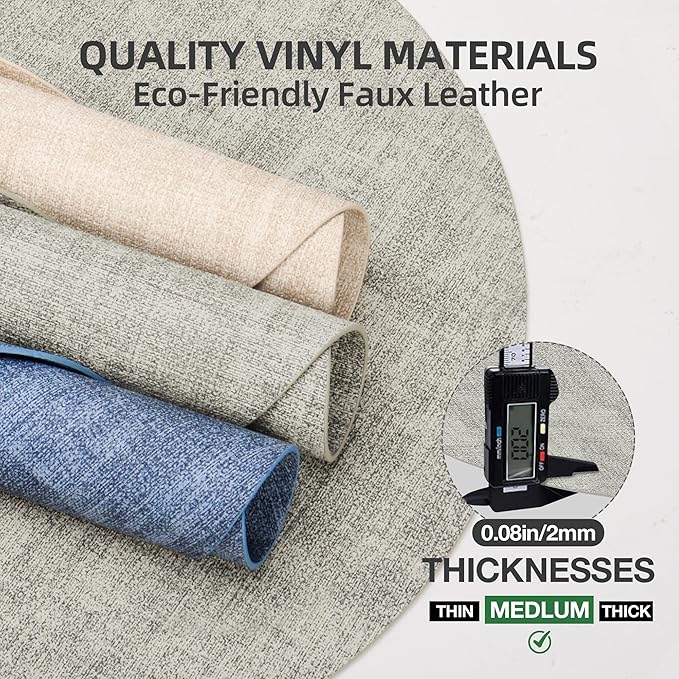 15 inch Faux Leather Round Placemats Set of 6 Non-Slip Washable Wipeable Table Mats, Heat Resistant Waterproof Oilproof Grey Place Mats for Kitchen, Dining, Party, Indoor, Outdoor