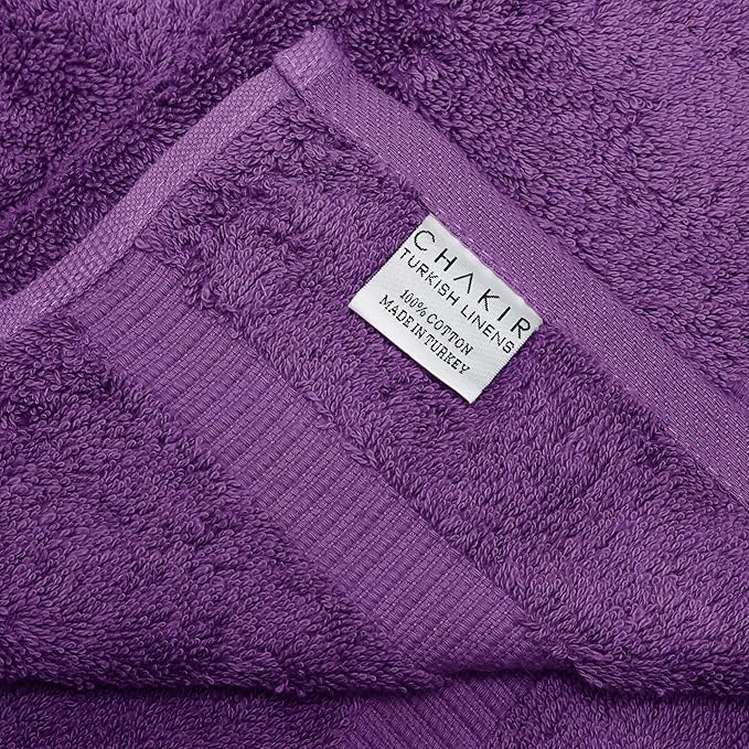 Chakir Turkish Linens 100% Cotton Premium Turkish Towels for Bathroom | 30'' x 60'' Large Bath Towels (4 Piece, Eggplant)