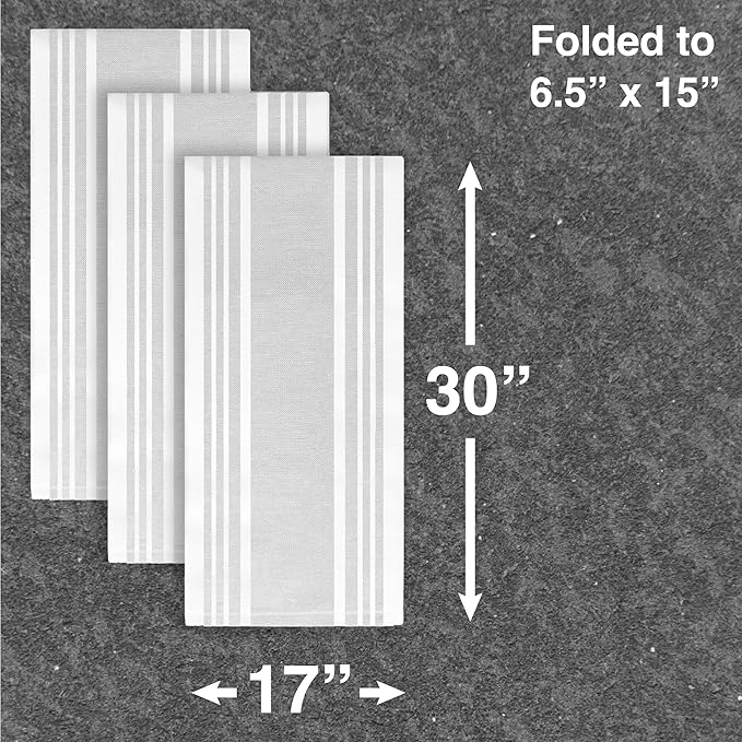 All-Clad Dual-Purpose Kitchen Towels: Highly Absorbent - 100% Cotton, 17"x30" Dish Towels for Cleaning & Drying Dishes & Glassware, 3-Pack, Titanium