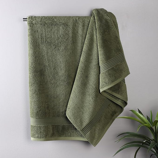 Superior Egyptian Cotton Bath Towel Set, Home Bathroom Towels, Master, Guest Bath, Decor Essentials, Quick Dry, Absorbent, Large Body Towels, Spa, Hotel, Resort, Adult, Kids, Set of 2, Forest Green