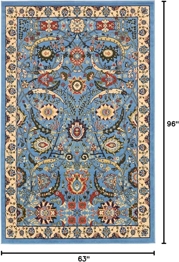 Unique Loom Espahan Collection Area Rug - Cape Cod (5' 3" x 8' Rectangle, Blue/ Black)