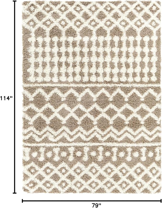 Livabliss Hapsburg Moroccan Shag Area Rug,6'7" x 9'6",Medium Brown