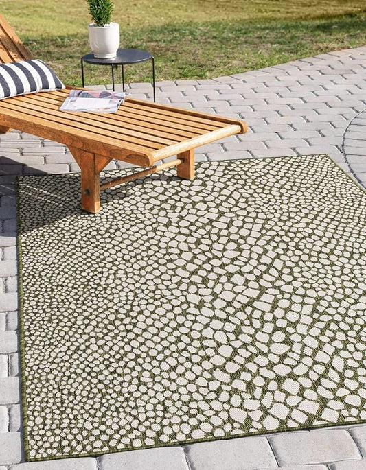 Unique Loom Outdoor Collection Area Rug - Cape Town (4' x 6' Rectangle, Green/ Ivory)