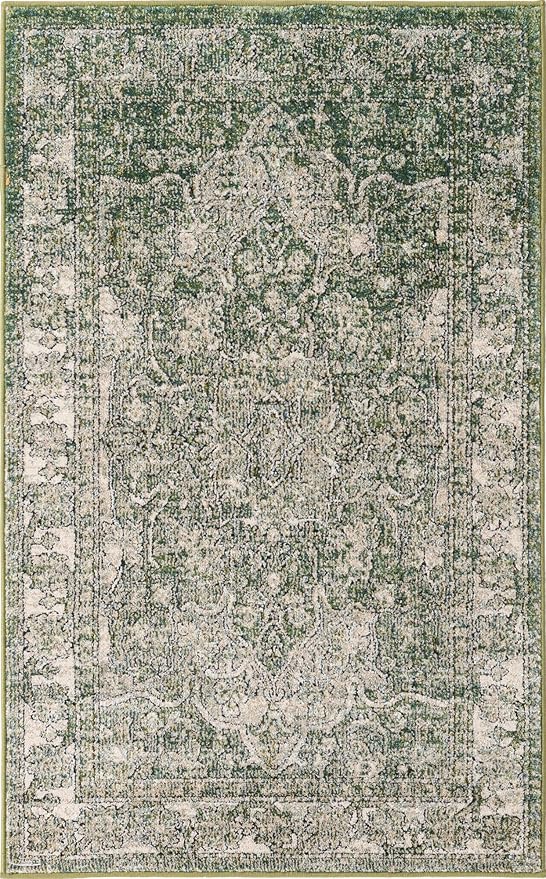 Unique Loom Isabella Collection Area Rug - Adjani (3' 3" x 5' 3" Rectangle, Green/ Ivory)