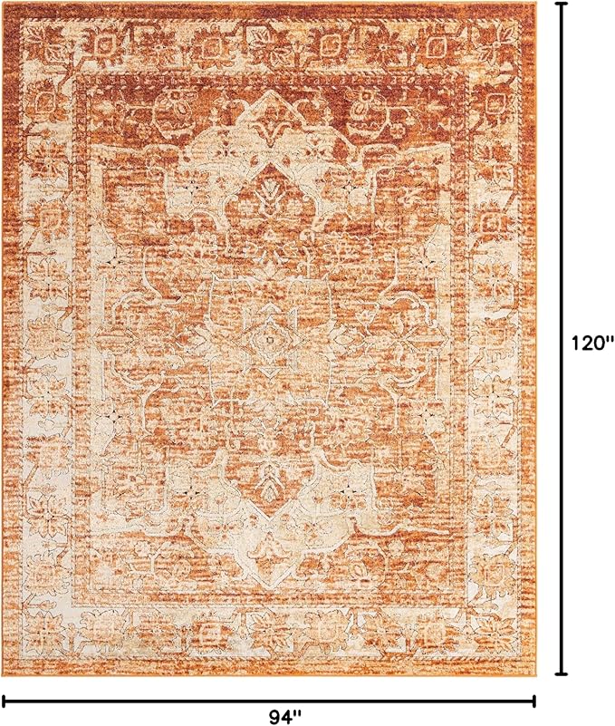 Unique Loom Isabella Collection Area Rug - Adjani (7' 10" x 10' Rectangle, Rust Red/ Black)