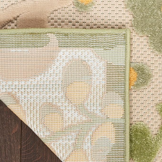 Nourison Home Aloha Ivory Green 9' x 12' Area Rug - Easy Clean, Non Shedding, Bed Room, Living Room, Dining Room, Kitchen (9' x 12')