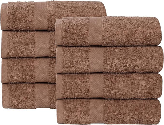 Superior 8-Piece Cotton Hand Towel Set, Small Towels for Fast Dry, Home Essentials, Bathroom Decor, Face, Body, Spa, Resort, Gym, Lightweight, Soft, House Accessories, Franklin Collection, Latte