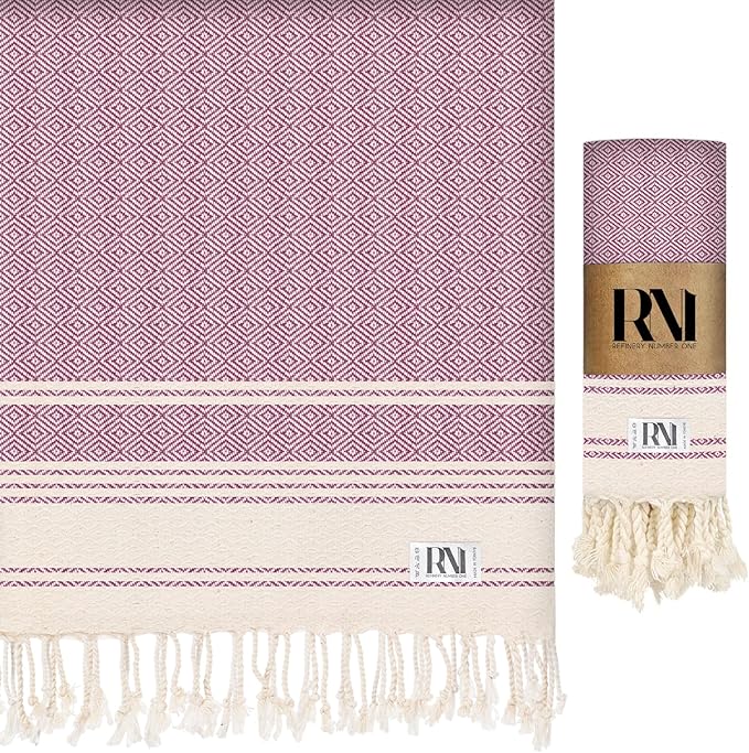 Refinery No. 1 Ottoman Diamond Weave Turkish Peshtemal Beach Bath Gym Yoga Towel 36” x 71”-Ecru