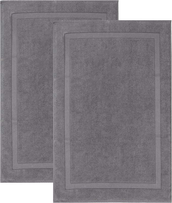 Bumble Towels Bliss Luxury 2 Pack Banded Bath Mats - 22" x 34" - Premium Quality Bath Mat Set - 1000 GSM - Soft Combed Cotton, Absorbent (Slate)