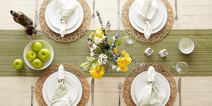 DII Variegated Tabletop Collection, Table Runner3x72, Olive Green
