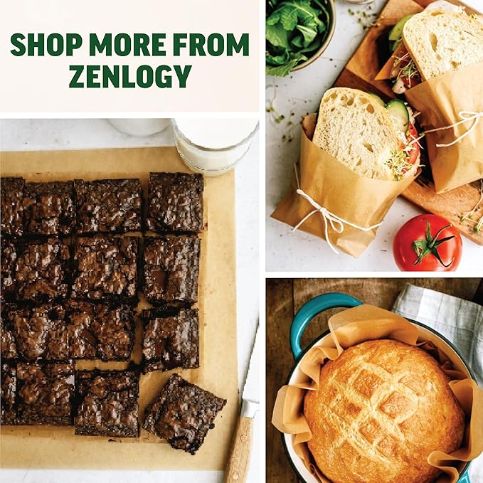 Zenlogy Parchment Paper Sheets 12x16 (500 sheets) for Baking - Unbleached Chlorine-free High Heat Non-Stick Pre-Cut Parchment Paper for Half Sheet Pans