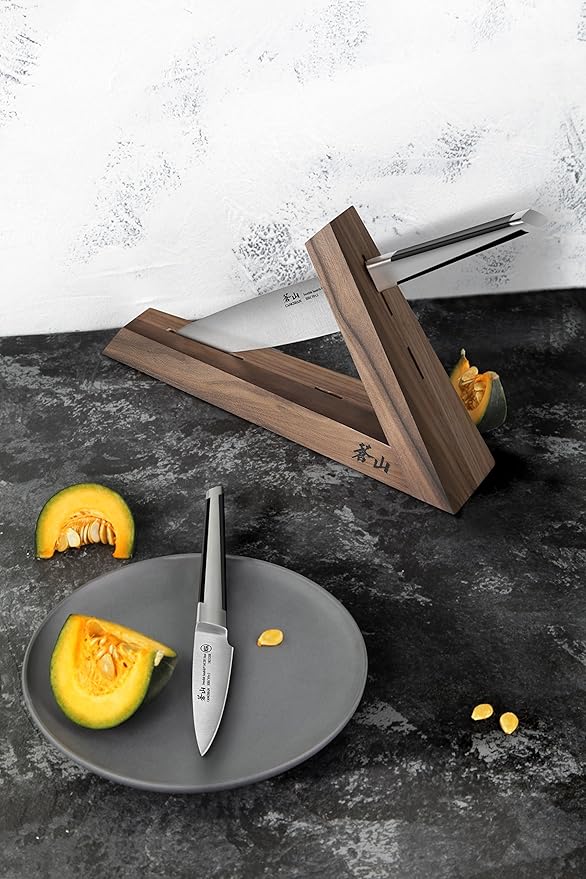 Cangshan TX Series 1021295 Swedish 14C28N Steel Forged 3-Piece TAI Knife Block Set, Walnut