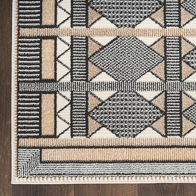 Nourison Home Nordic Ivory Multicolor 8' x 10' Scandinavian Area Rug - Easy Clean, Non Shedding, Bed Room, Living Room, Dining Room, Kitchen (8' x 10')