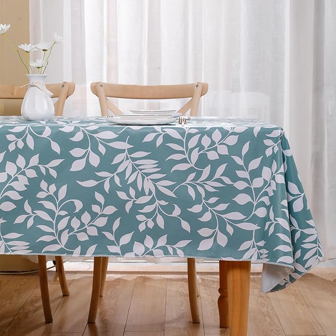 Walrus Heavy Duty Vinyl Tablecloth with Flannel Backing Waterproof Oil-Proof Plastic Table Cloth Stain-Resistant Wipeable Rectangle or Square Table Cover for Indoor and Outdoor (Branch, 60X84 Inch)