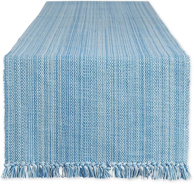DII Variegated Tabletop Collection, Table Runner, 13x108, Light Blue