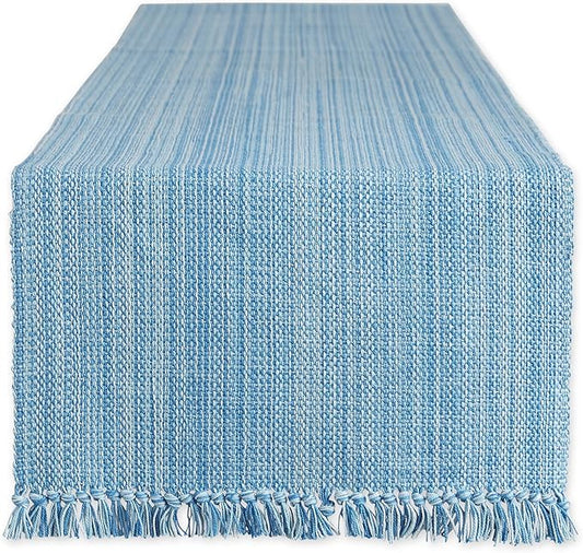 DII Variegated Tabletop Collection, Table Runner, 13x108, Light Blue