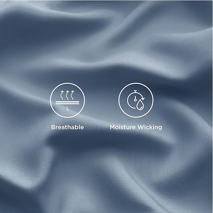 Bedsure King Size Sheets Set, Cooling Sheets for Hot Sleepers, Rayon Derived from Bamboo, Breathable & Soft, Deep Pocket Up to 16 Inches, Hotel Luxury Silky Bedding, Dusty Blue