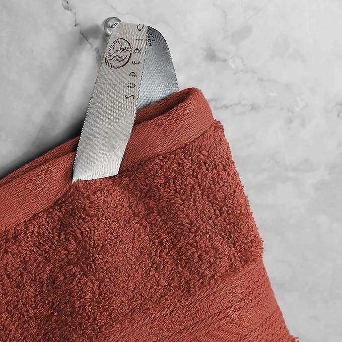 Superior Atlas Cotton Luxury Face Towels, Washcloth Set, Heavyweight, Bathroom Accessories, Kitchen Basics, Spa, Salon, Hotel, Resort, Thick, Ultra-Plush, Highly-Absorbent, Face Towel, Chocolate