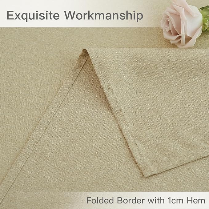maxmill Rectangular Tablecloth Linen Texture Stain Proof Waterproof Wrinkle Free Spillproof Washable Slubby Texture Table Cloth Farmhouse Tablecloths for Dining Party Holiday, 60 x 140 Inch, Beige