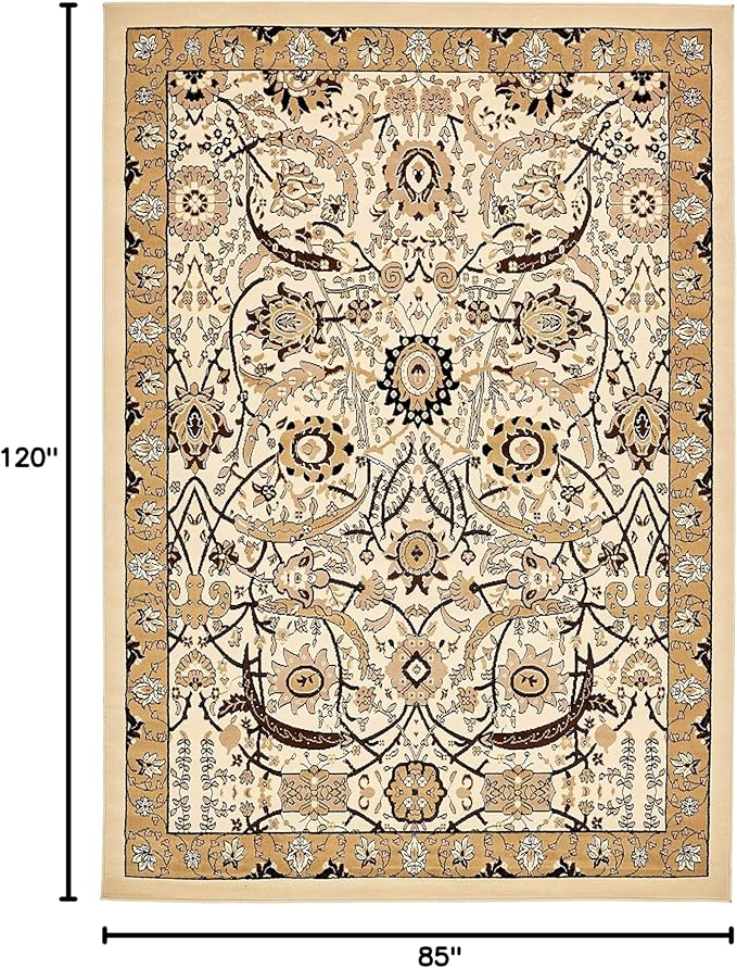 Unique Loom Espahan Collection Area Rug - Cape Cod (7' 1" x 10' Rectangle, Ivory/ Beige)