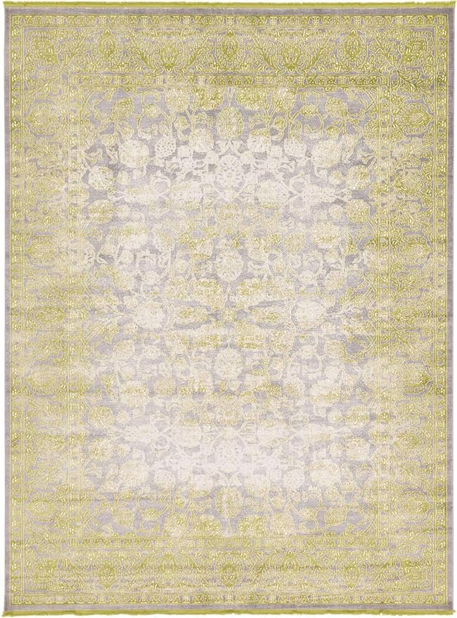 Unique Loom Traditional Classic Intricate Design Distressed Vintage Detail, Area Rug, 10' 0" x 13' 0", Light Green/Gray