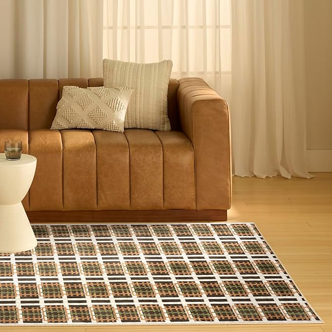 Nourison Home Nordic Charcoal Multicolor 4' x 6' Area Rug - Easy Clean, Non Shedding, Bed Room, Living Room, Dining Room, Kitchen (4' x 6')